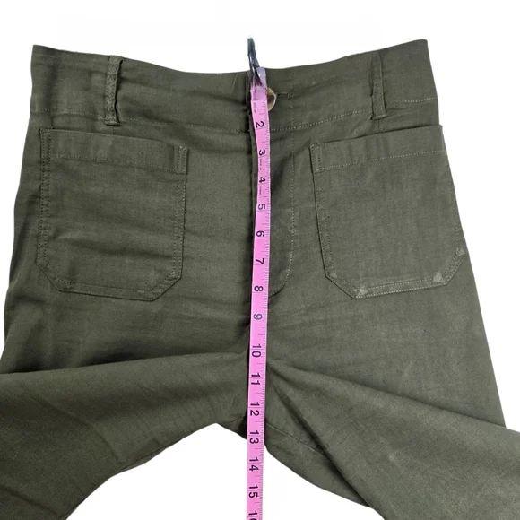 Anthropologie Maeve The Colette Crop Wide-Leg Pants Olive Green - Picture 11 of 14